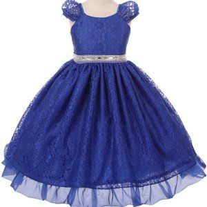 3 pieces Little Girls Rhinestone Bouffant Holiday Easter Flower Girl Dress